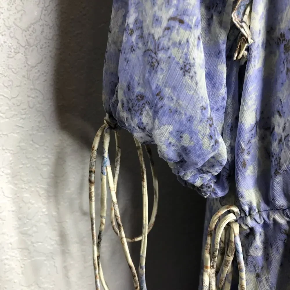ASOS Design purple white gold floral cottagecore prairie midi dress size 14 NWT